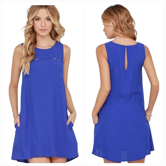 Lulus Blue Break the Spell Sleeveless Mini Shift Dress - Picture 1 of 6